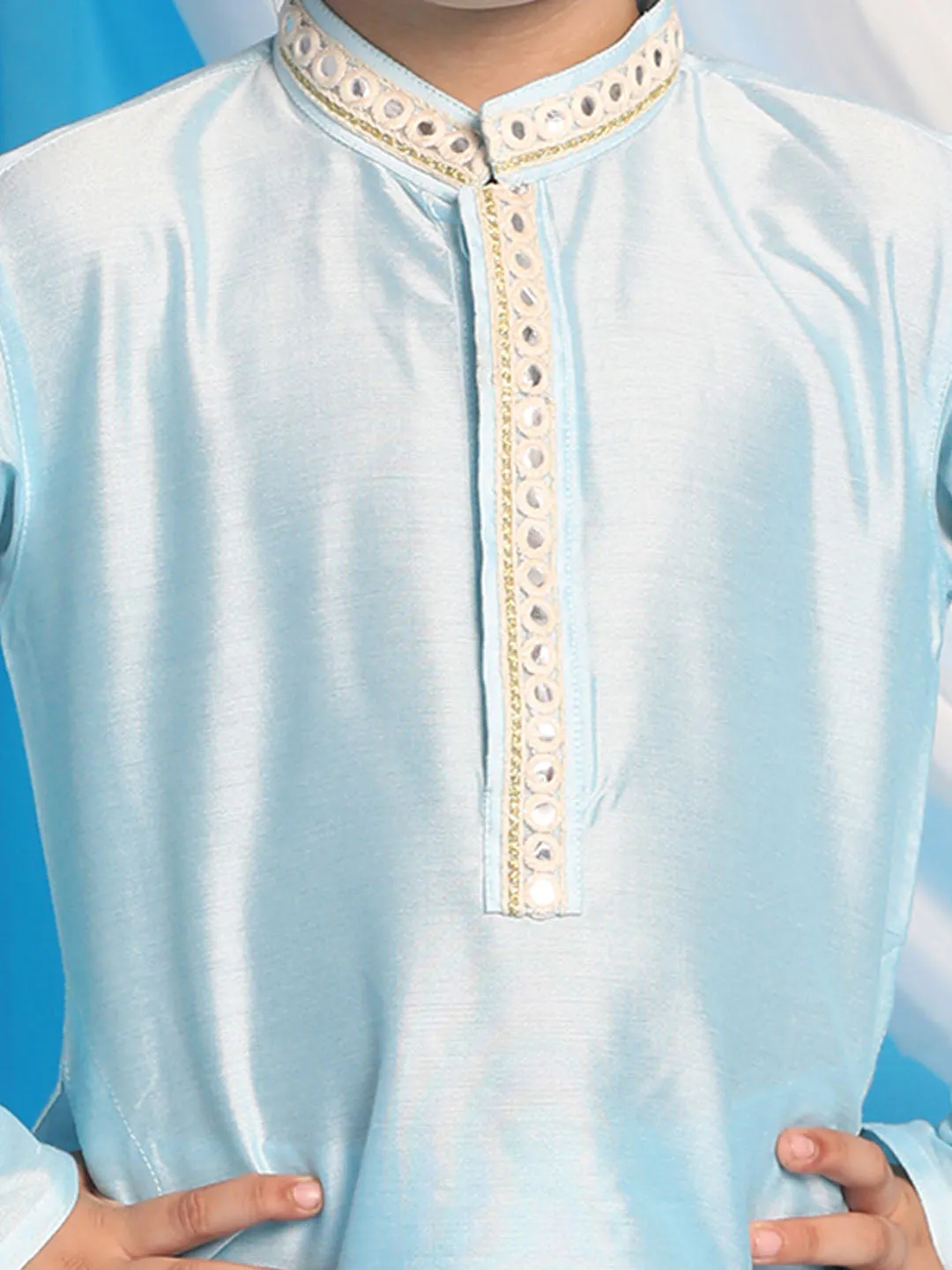 Vastramay Aqua Viscose Kurta Pyjama Siblings Set