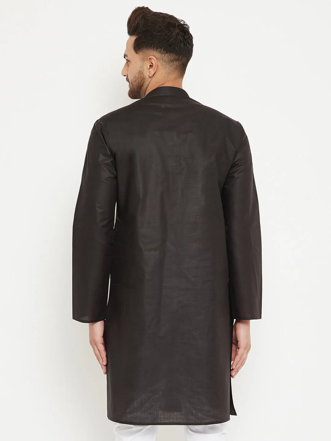 Vastramay Black Cotton Baap Beta Kurta