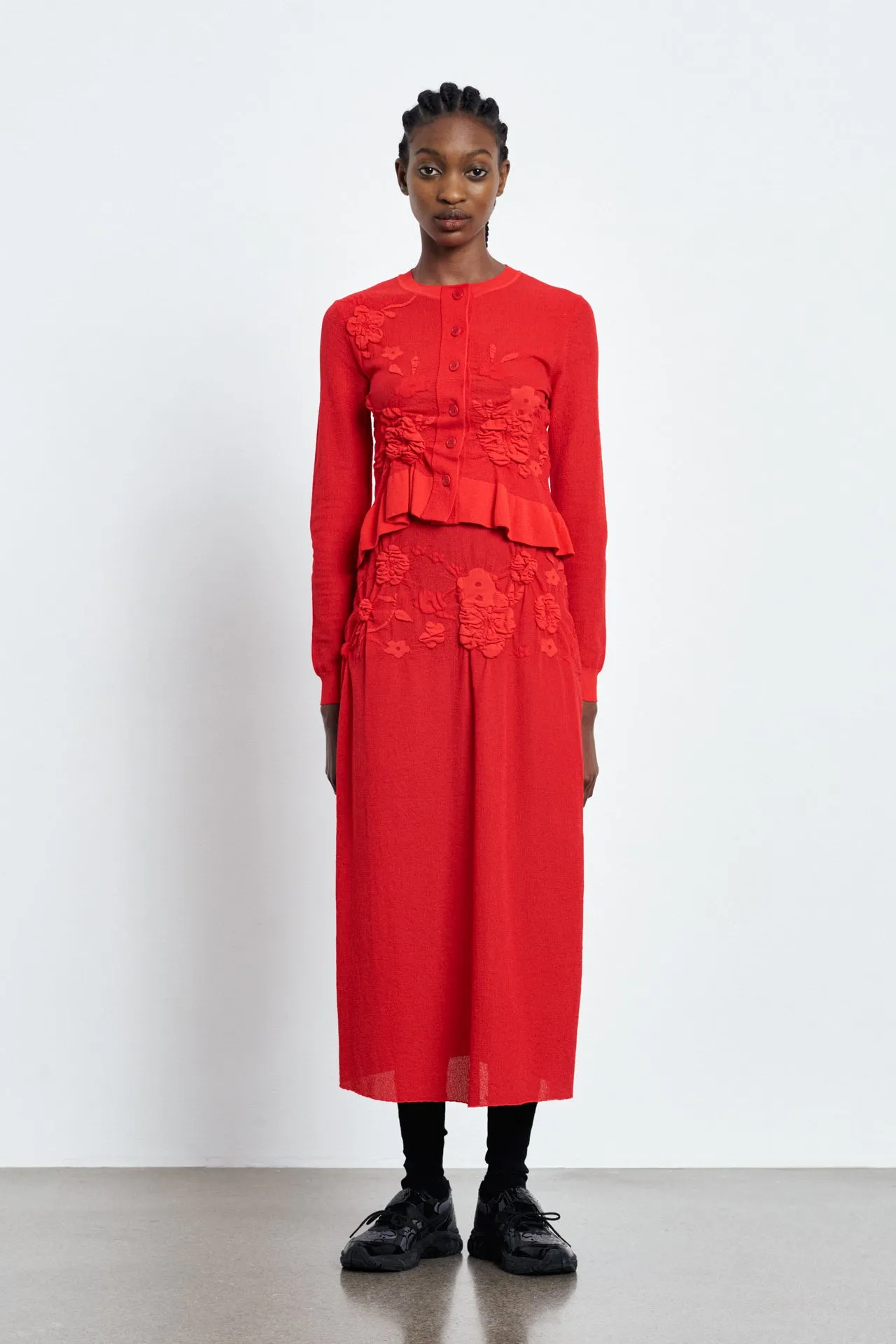 VILLA | SKIRT COLETTE SMOCK KNIT RED/RED