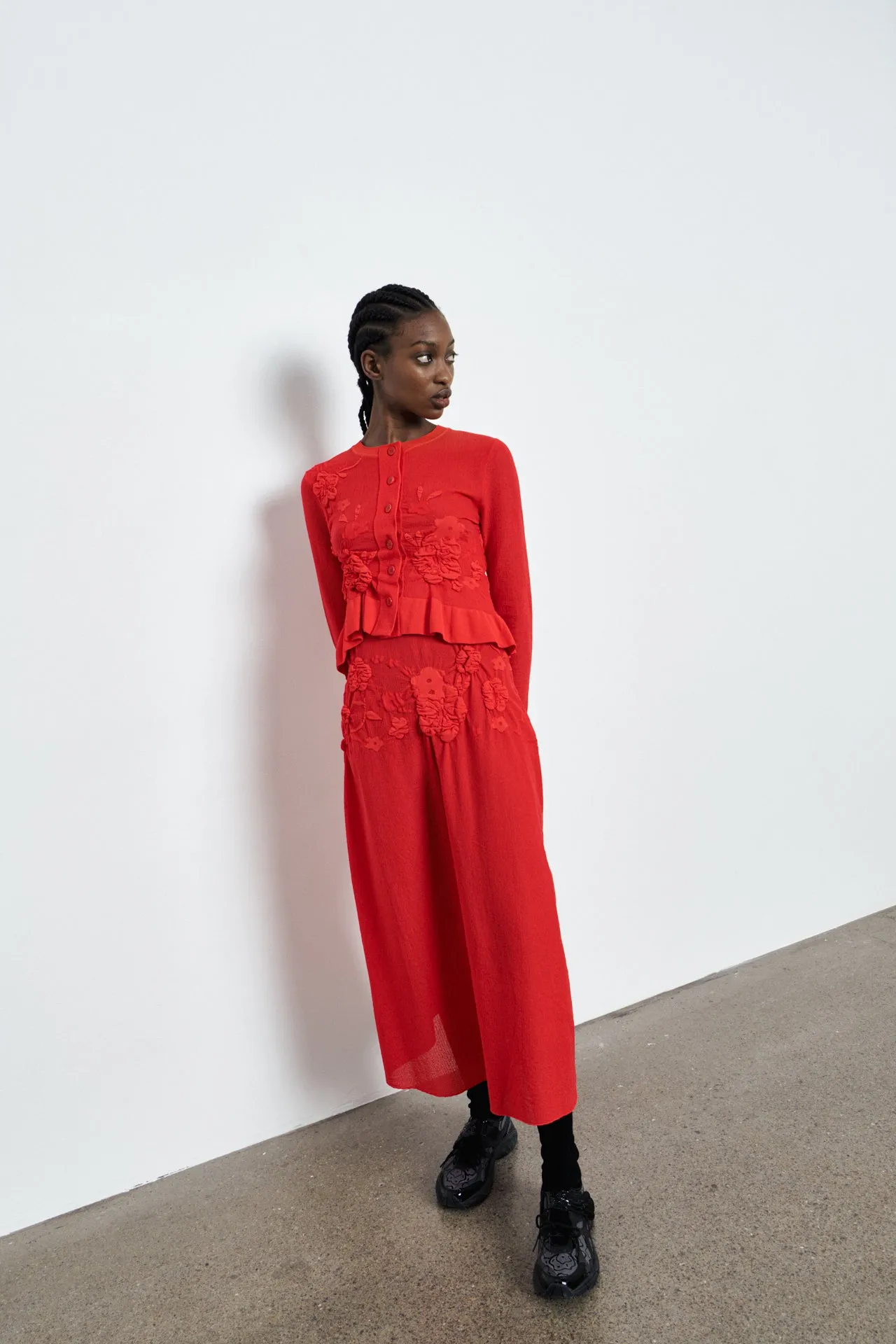 VILLA | SKIRT COLETTE SMOCK KNIT RED/RED