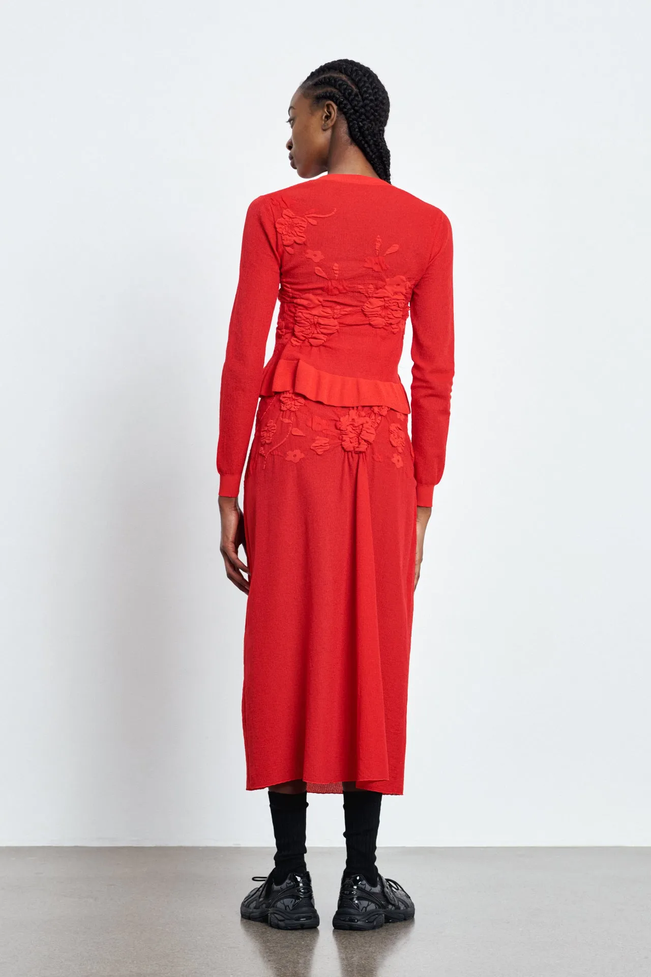 VILLA | SKIRT COLETTE SMOCK KNIT RED/RED