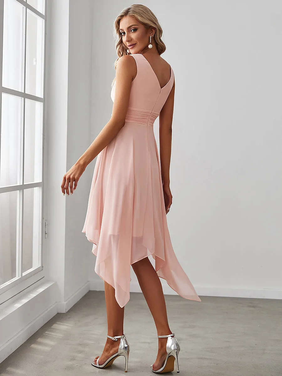 Wholesale Knee Length Chiffon Bridesmaid Dress with Irregular Hem