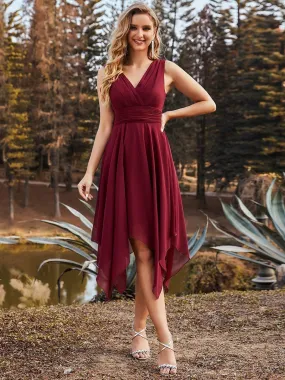 Wholesale Knee Length Chiffon Bridesmaid Dress with Irregular Hem