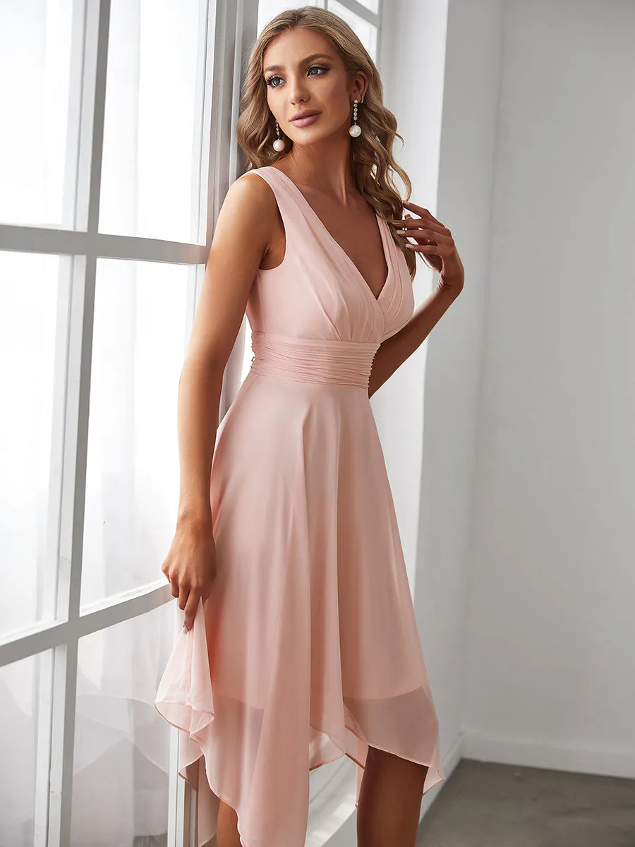 Wholesale Knee Length Chiffon Bridesmaid Dress with Irregular Hem