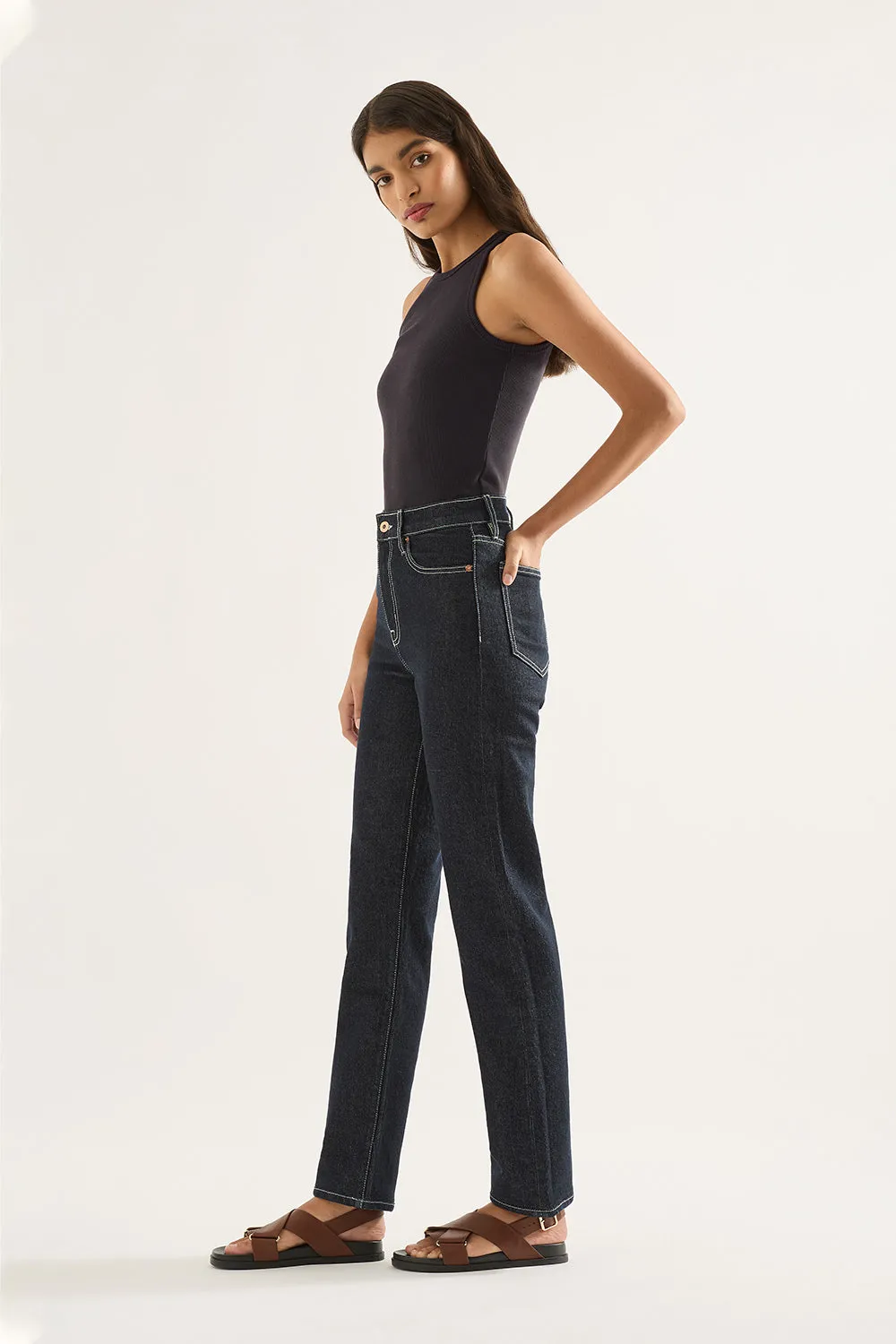 Zoe High Straight Jean Full Length - Rinse